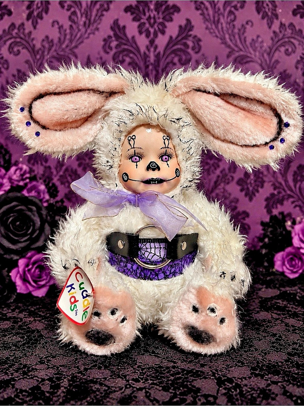 Cuddle Kids Gothic Bunny Plush 🐰💜 | Creepy Cute Halloween Plush | Purple & Pink